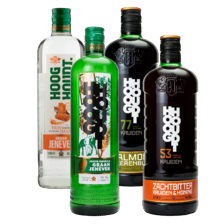 Hooghoudt graanjenever, jonge dubbele graanjenever, kalmoes beerenburg of zachtbitter